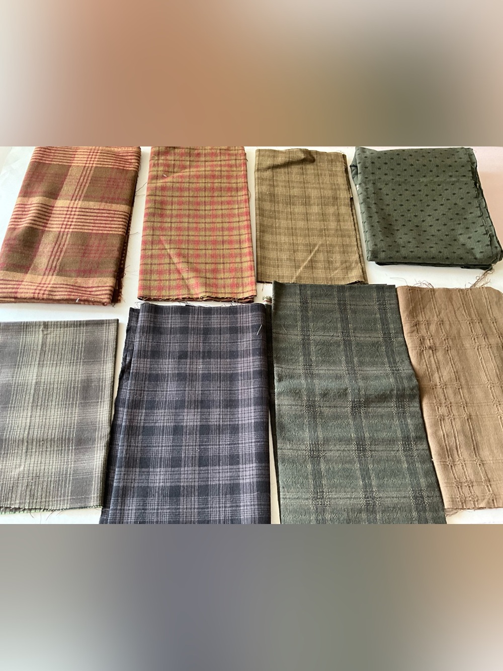 Quilting Sewing Fabric Lot Multicolor Check/Plaid Pieces Assorted Sizes